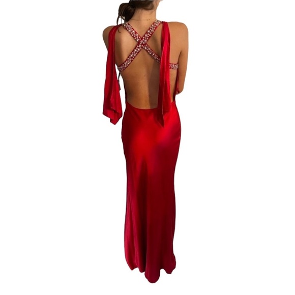 Jovani Red Silk Dress - Picture 5 of 6